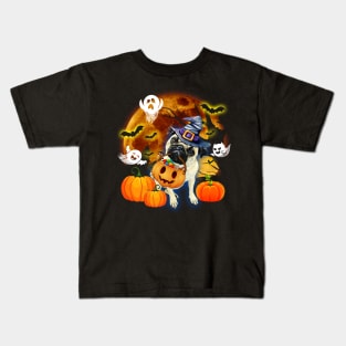 Pug Witch Pumpkin Ghost Halloween Costume Kids T-Shirt